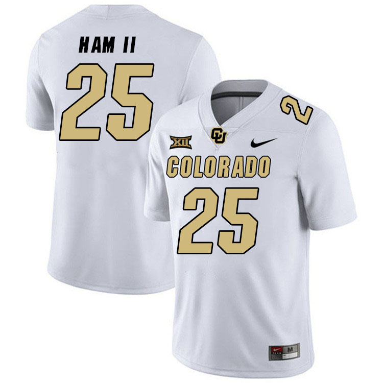 Colorado Buffaloes #25 Marvin Ham II Big 12 Conference College Football Jerseys Stitched Sale-White